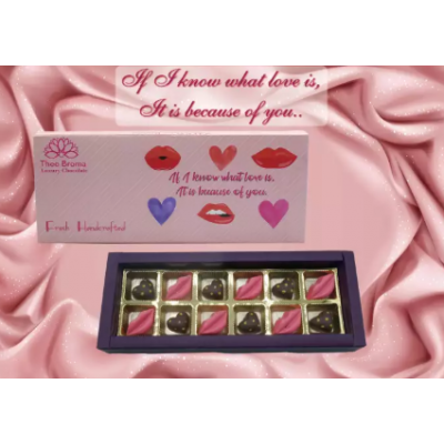 I Love you box Homemade and Nepal Made Chocolate by TheoBroma, 12 PC